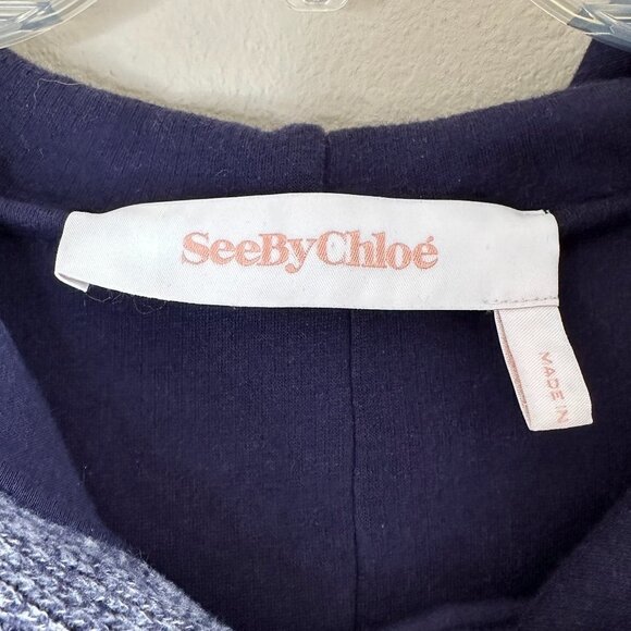 See by Chloe Blue Hooded Poncho, Small - Picture 4 of 13
